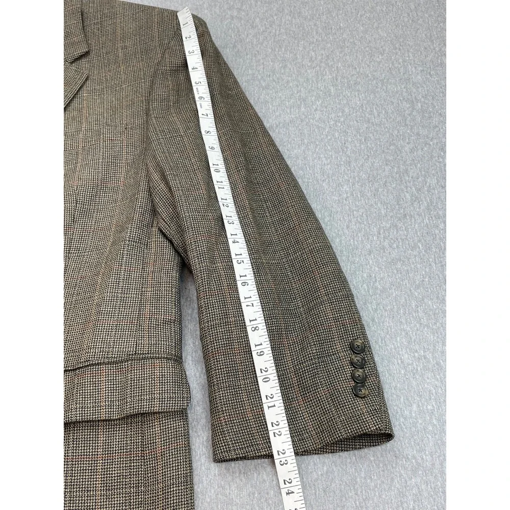 Jos A Bank Blazer Mens 46R Windowpane Houndstooth 100% Wool Single Breast